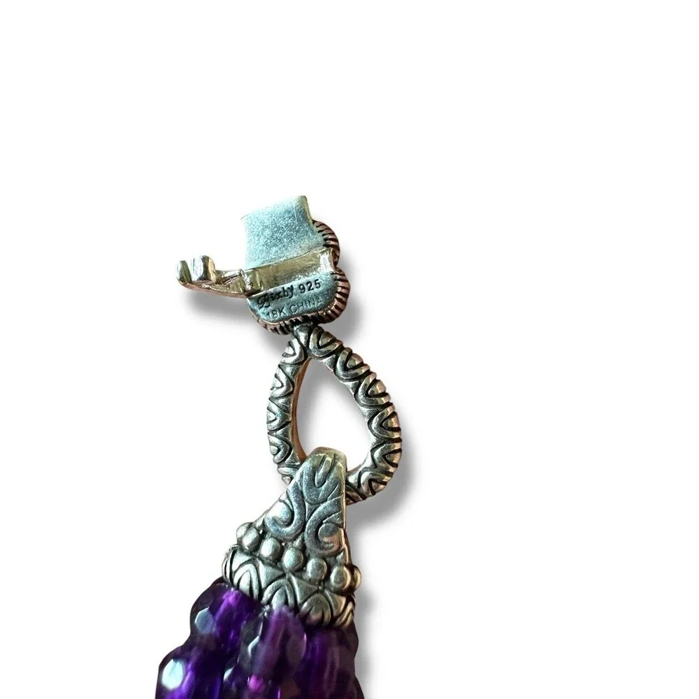 BRACELET BARBARA BIXBY AMETHYST GEMSTONE  FLOWER Multi-Strand SS 18K Box & Pouch